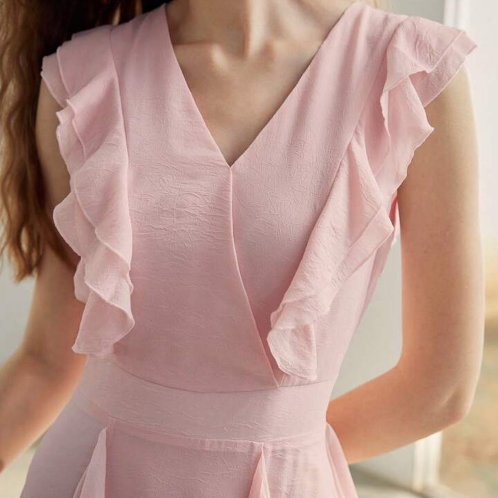 MOTF Pink Ruffle High-Low Dress Romantic Flow - Size S - Picture 9 of 9